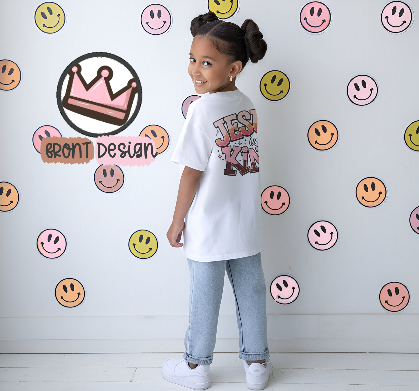 Jesus is King - Pink (front and back) - White tees