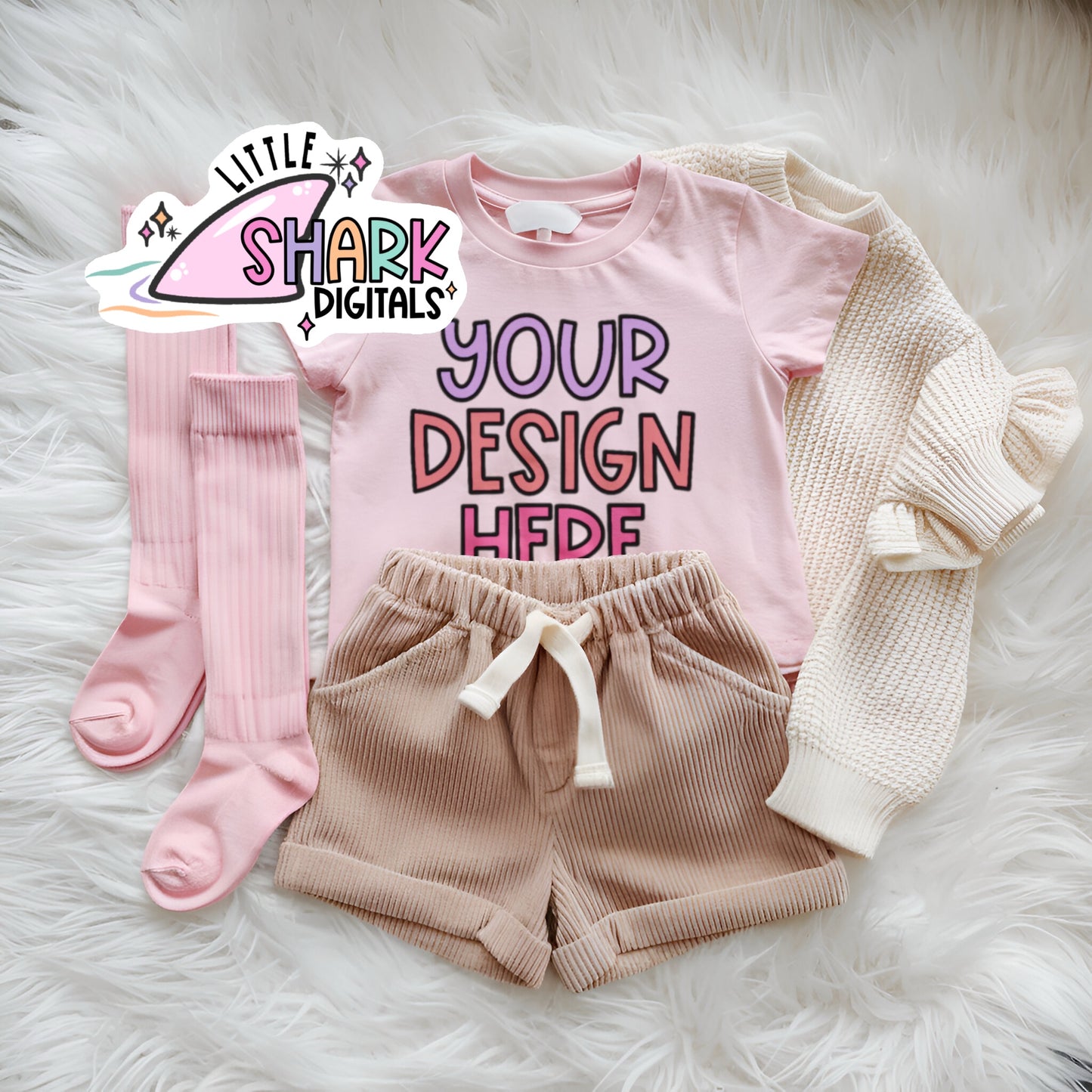 Pink Tee Flat lay - Mock Up