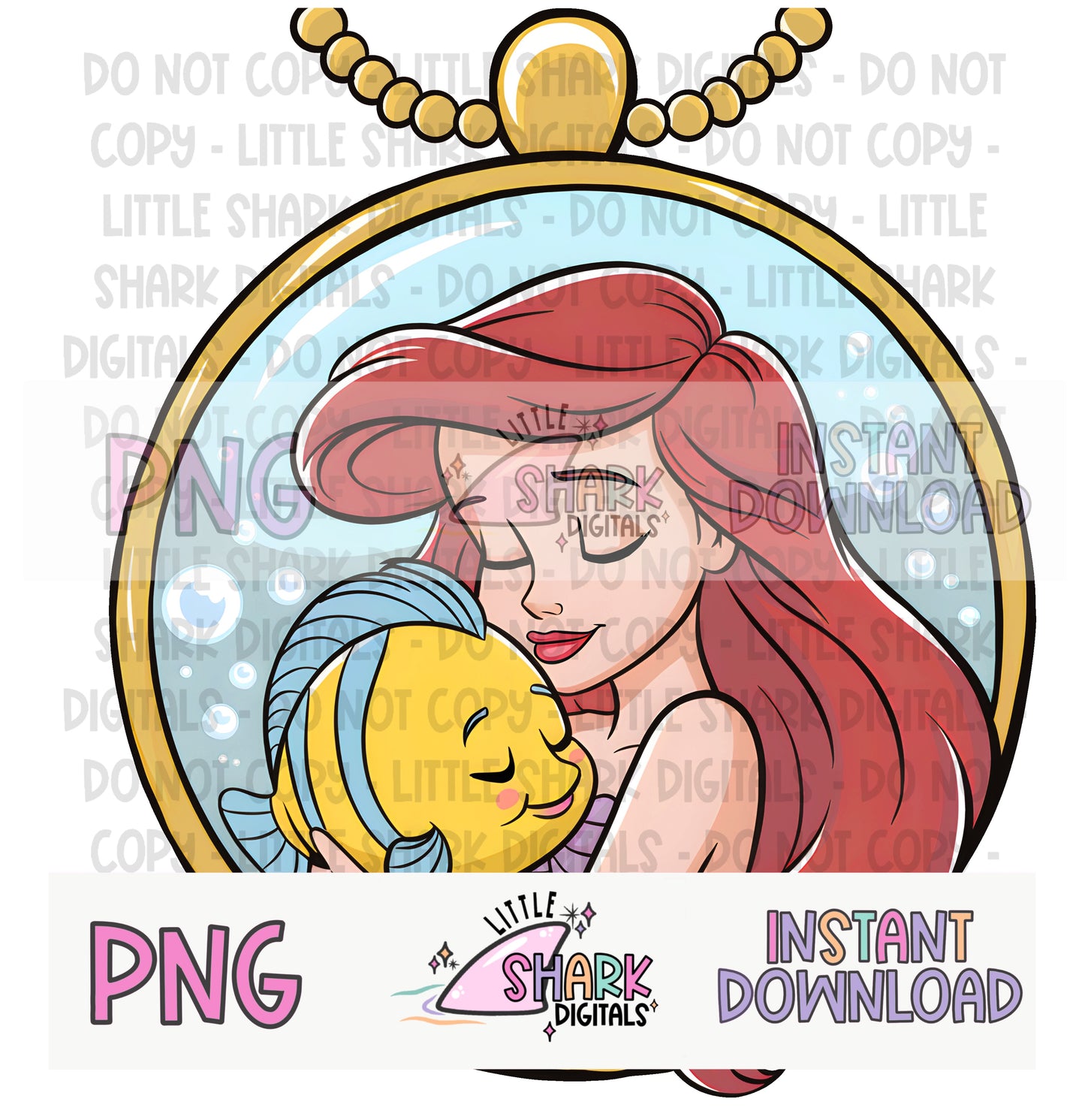 Mermaid & Fish locket - PNG