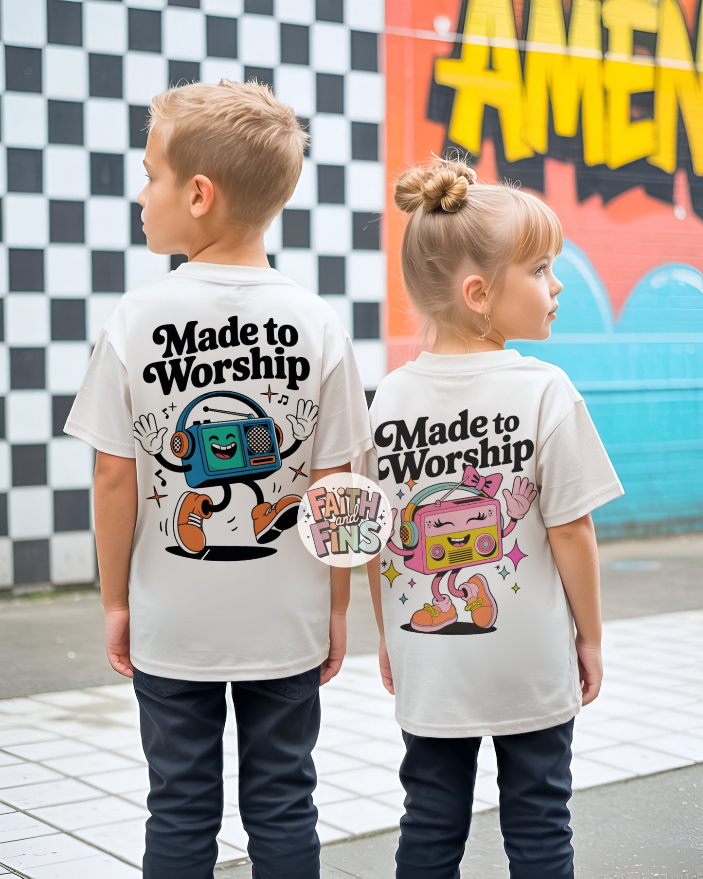 Made to Worship Blue - White Tees