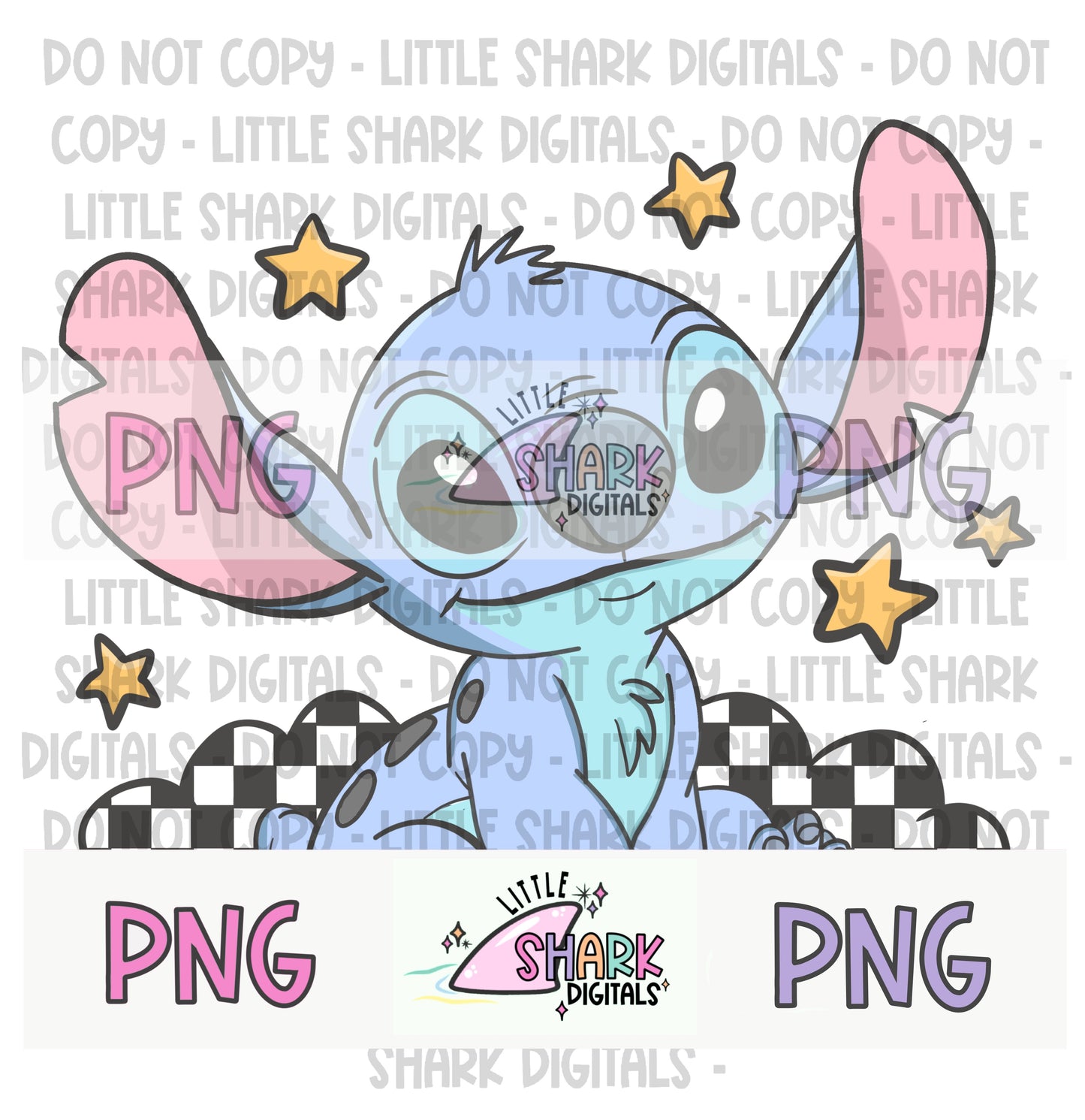 Blue Alien Checkered - PNG