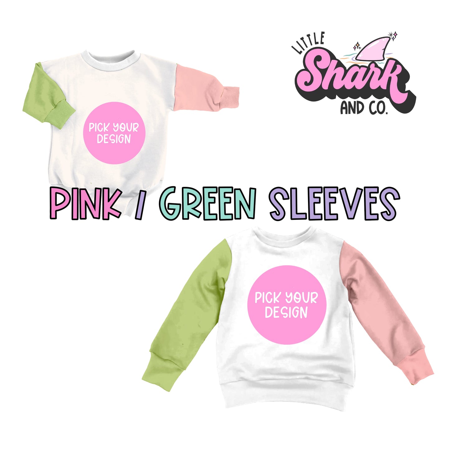 Pink & Green - Rompers & Sweatshirts - (OPEN design)