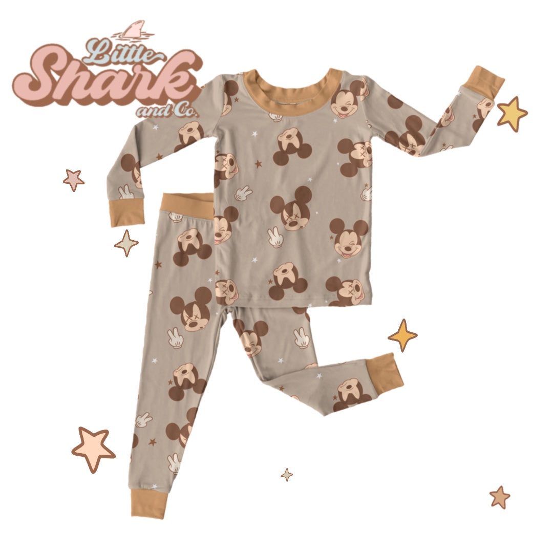 Sad Beige Mouse Bamboo Toddler 2-Piece Pajamas