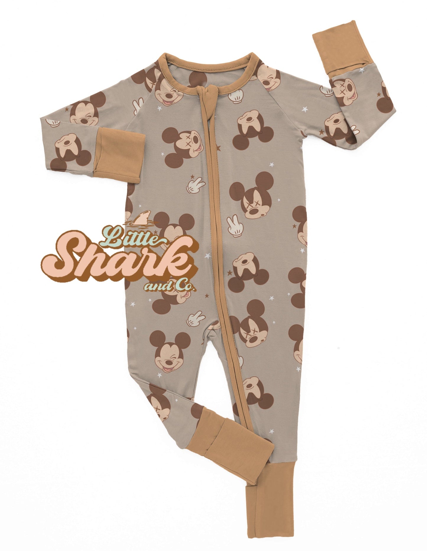 Sad Beige Mouse Zip Up Bamboo Pajamas