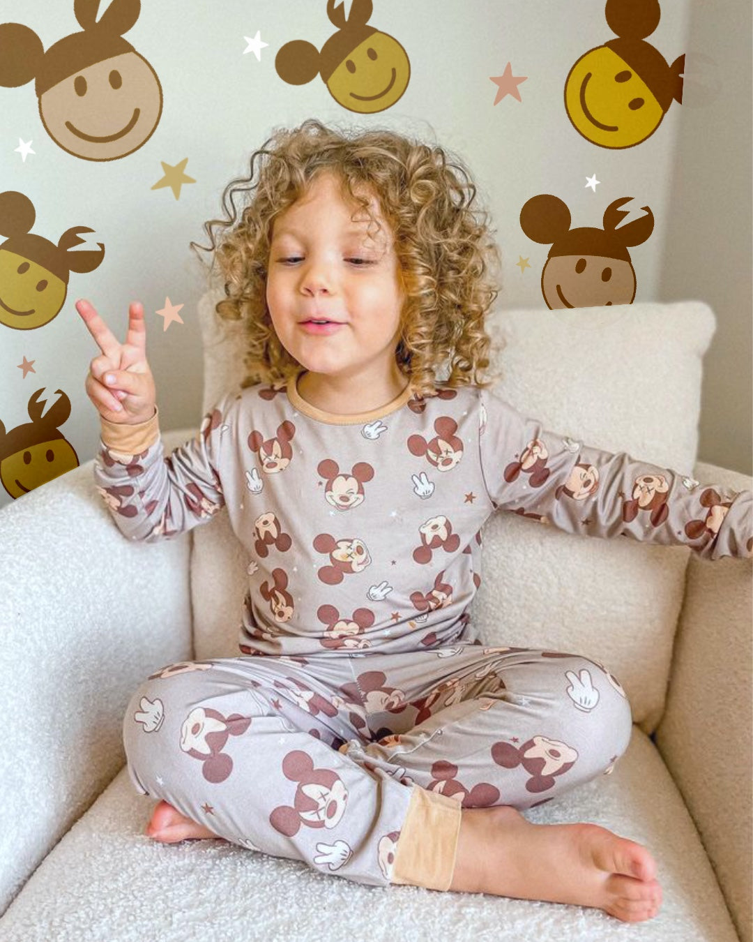 Sad Beige Bamboo Toddler 2-Piece Pajamas