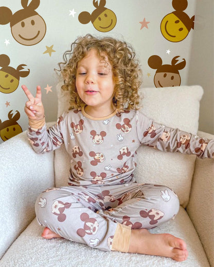 Sad Beige Bamboo Toddler 2-Piece Pajamas
