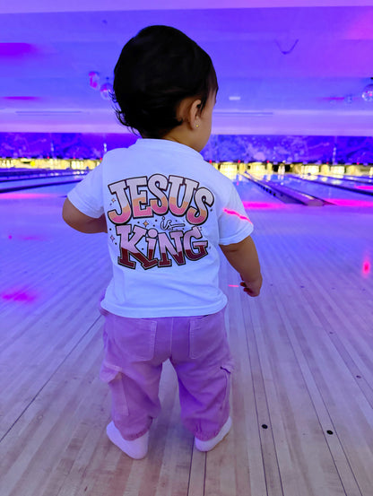 Jesus is King (Pink) - White Tees