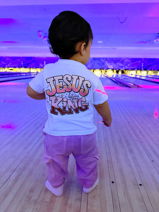 Jesus is King (Pink) - White Tees