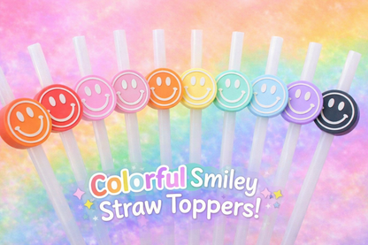Smiley Face - Straw Toppers (Customize Colors)
