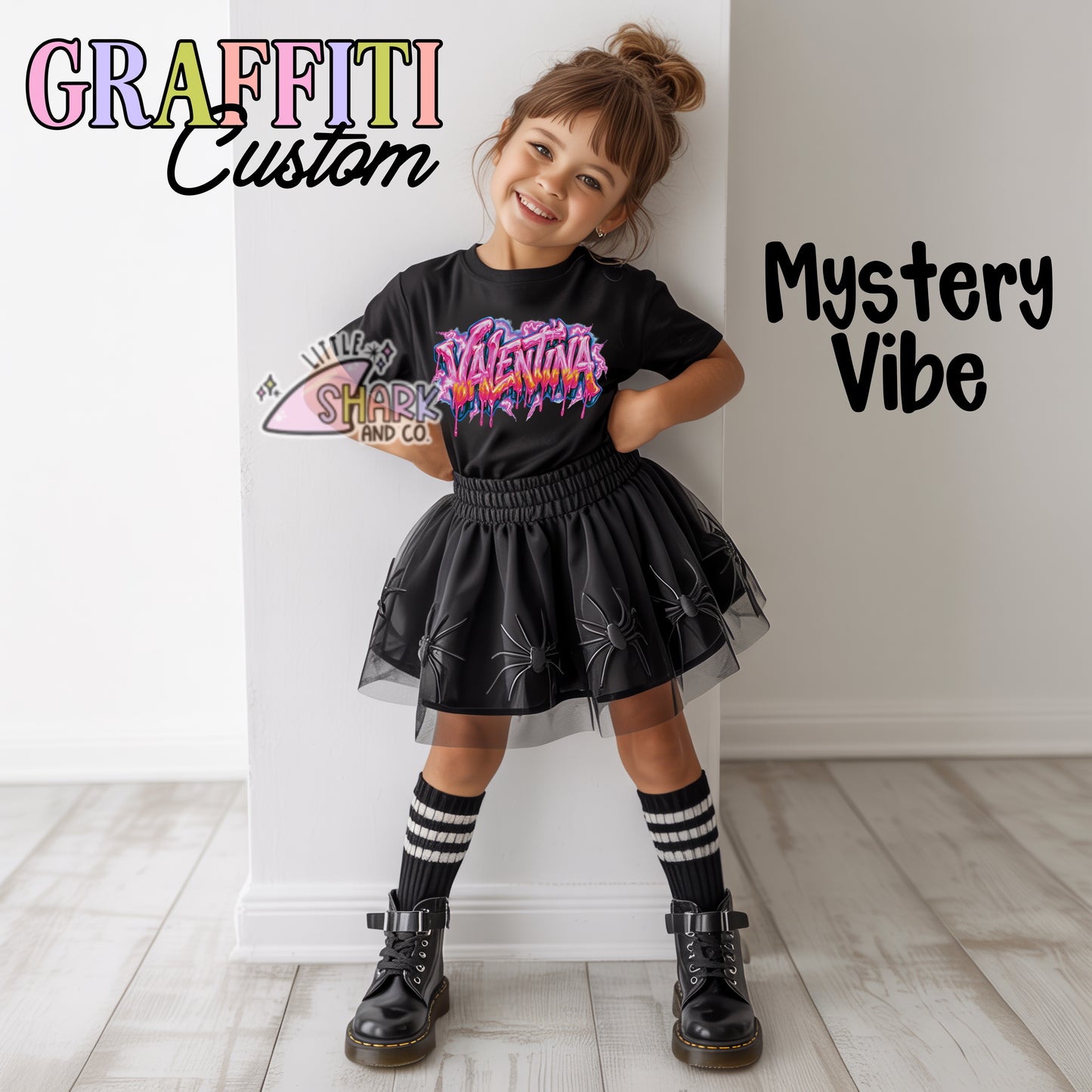 Custom Name Airbrush Graffiti - Black Tees