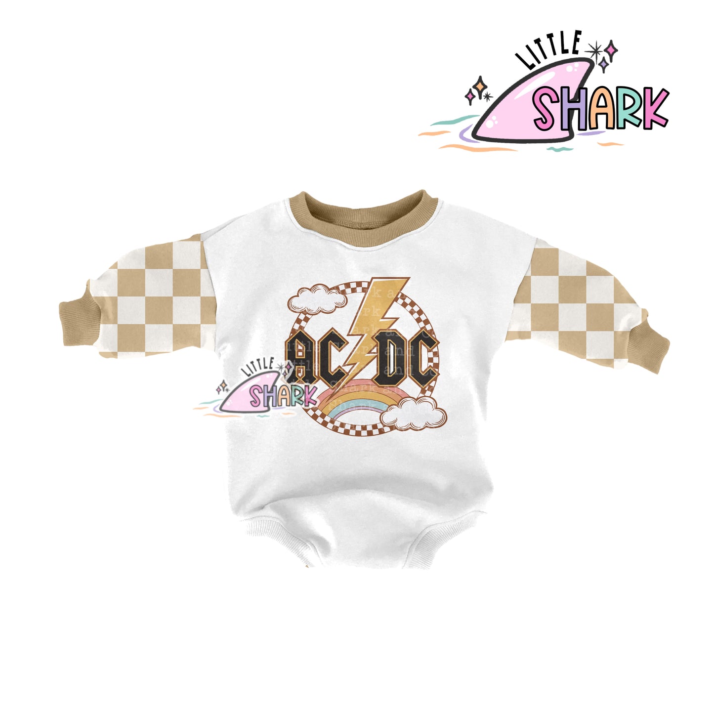 AC DC Pastel - 3T - Checkered Romper (RTS)