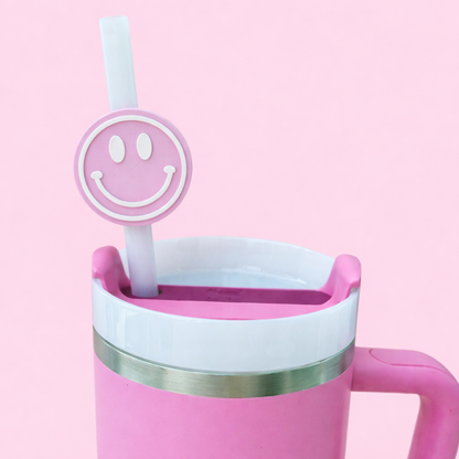 Smiley Face - Straw Toppers (Customize Colors)
