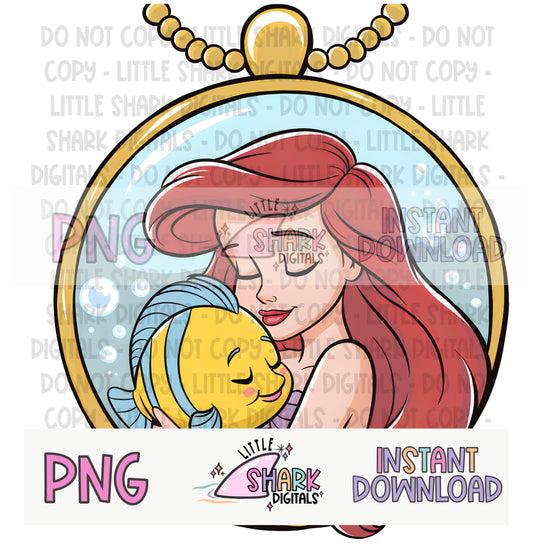 Mermaid & Fish locket - PNG