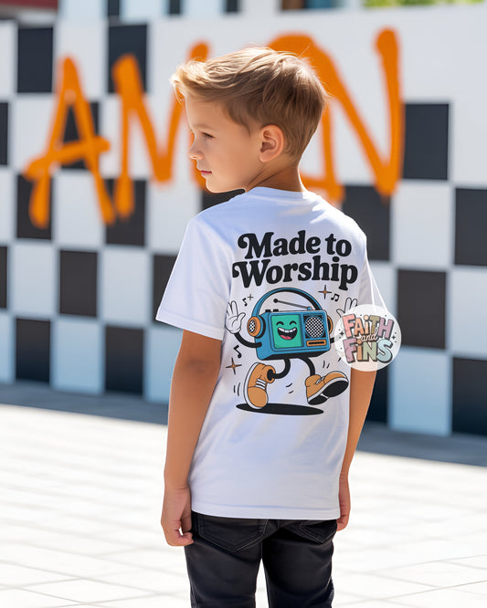 Made to Worship Blue - White Tees