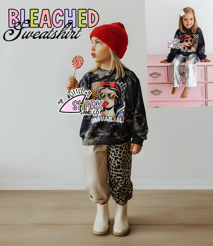 Youth Large - BLEACHED Sweatshirt -  (You Pick LS DESIGN) - RTS
