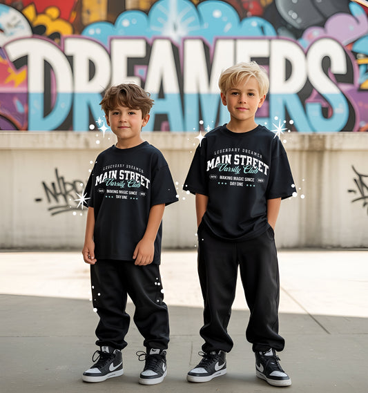 Main Street Varsity Club (Blue) - Black Tees