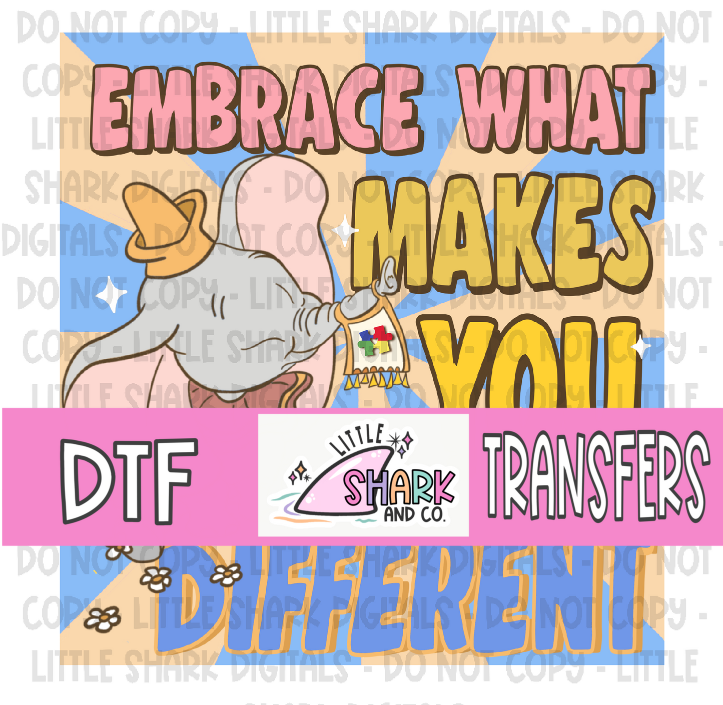 EMBRACE -Autism Awareness Pink - DTF TRANSFER  (LS Original)