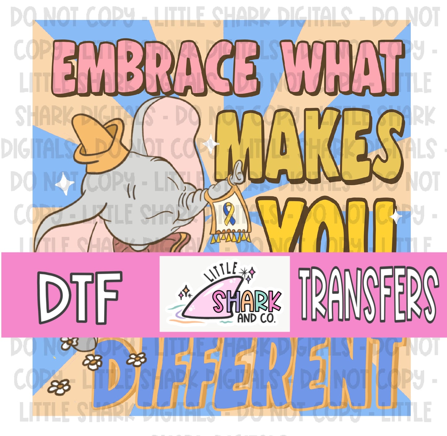 EMBRACE -Down Syndrome Awareness Pink - DTF TRANSFER  (LS Original)