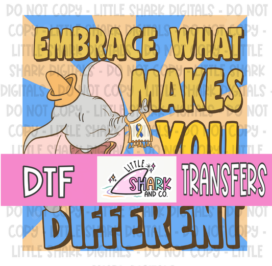 EMBRACE -Down Syndrome Awareness Blue - DTF TRANSFER  (LS Original)
