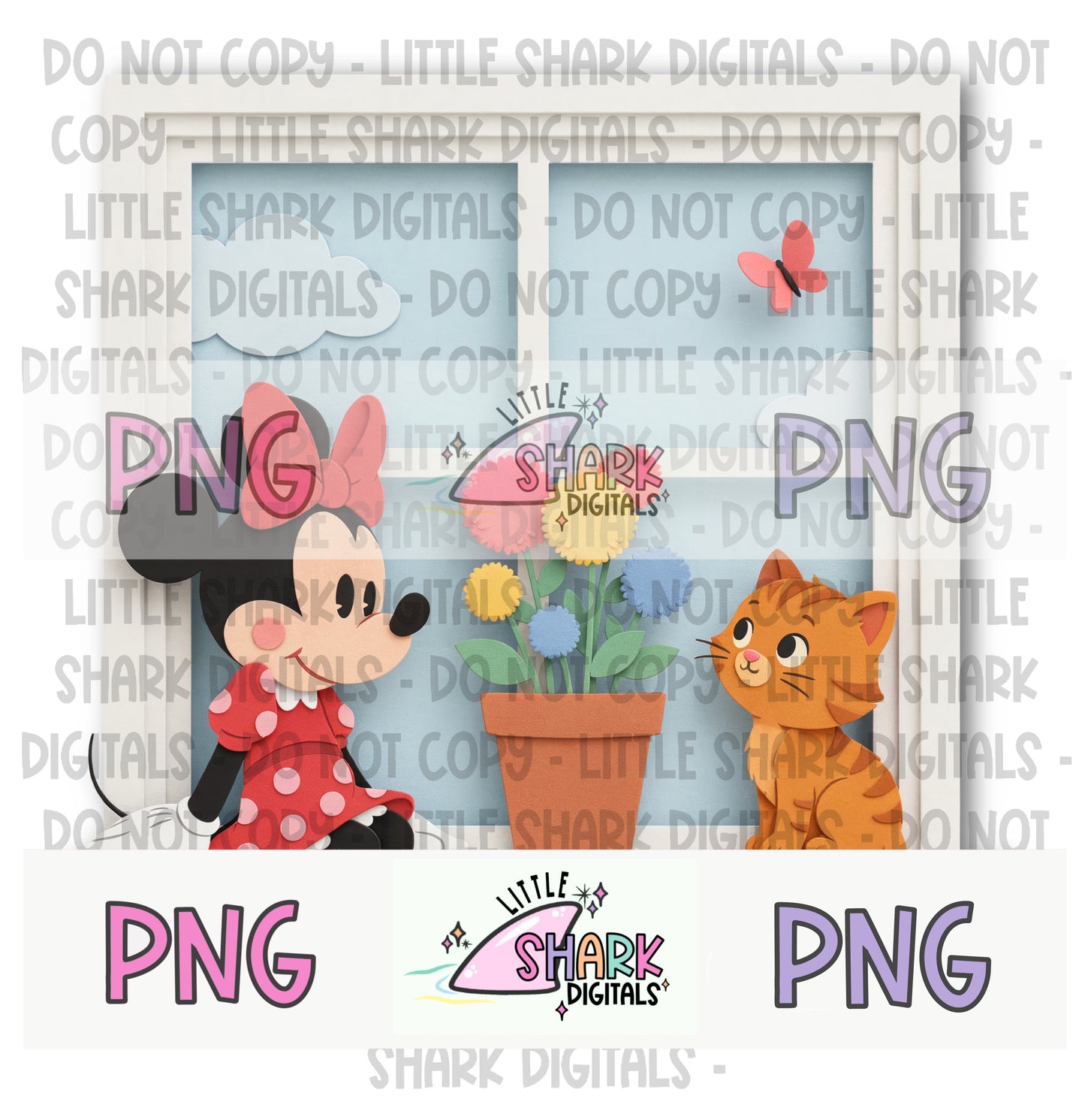 Summer Floral Mouse - PNG