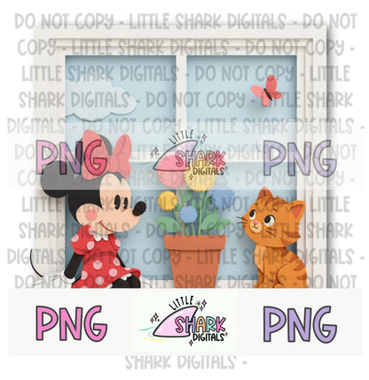 Summer Floral Mouse - PNG