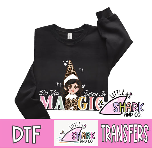Do You Believe in Magic?  Black tee - Leopard - DTF TRANSFER