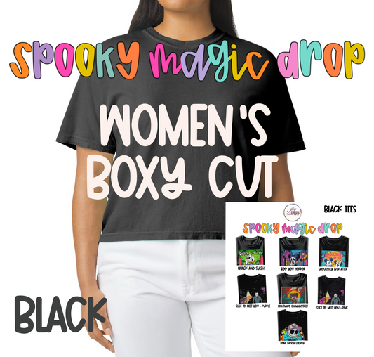 Spooky Magic Drop  - Women’s Boxy Crop (BLACK)