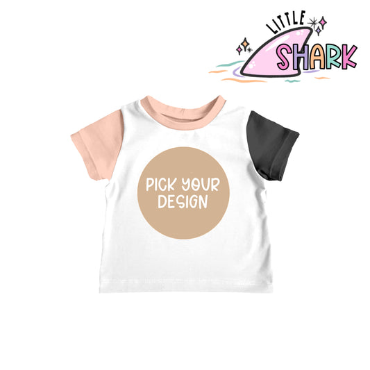 LOCKET - Peach & Charcoal Sleeves - Color Block Tee (Open Design)