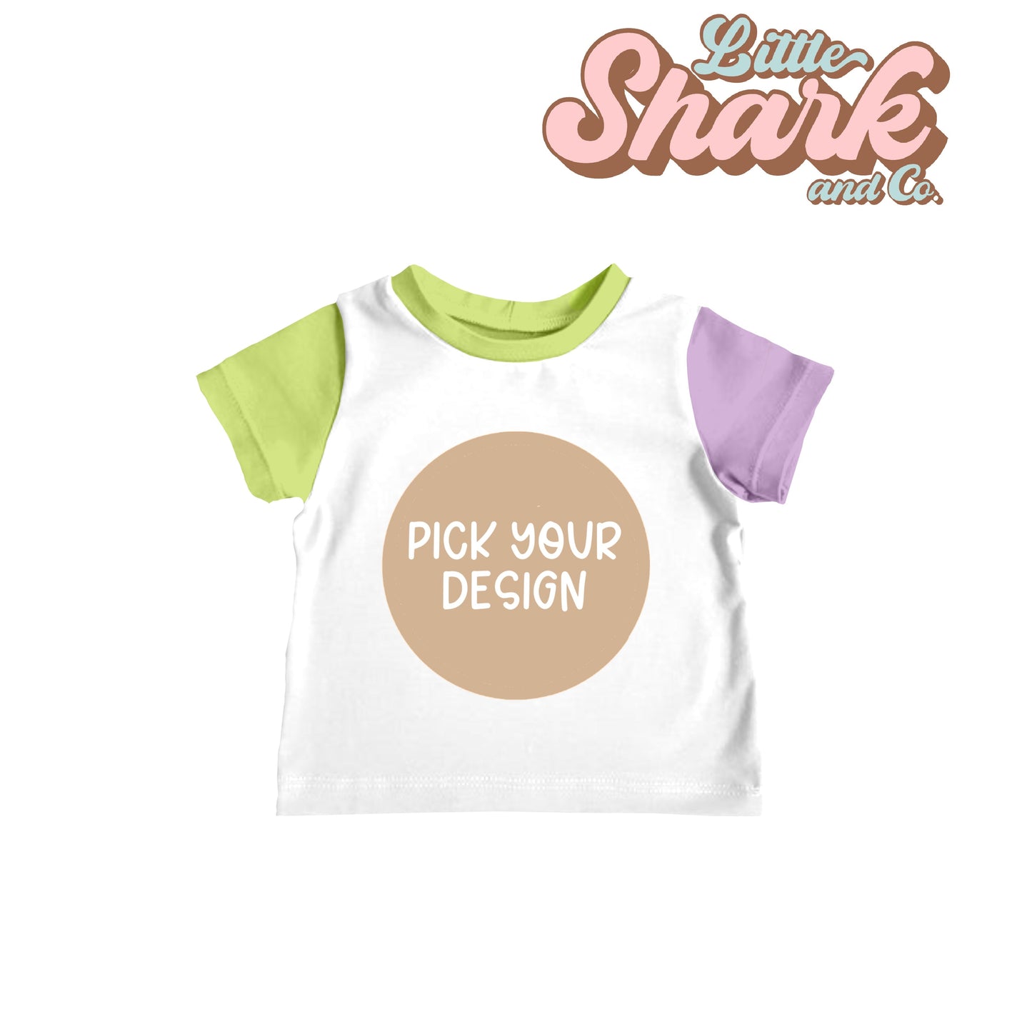 Purple & Green Sleeves - Color Block Tee (Multiple design OPTIONS)