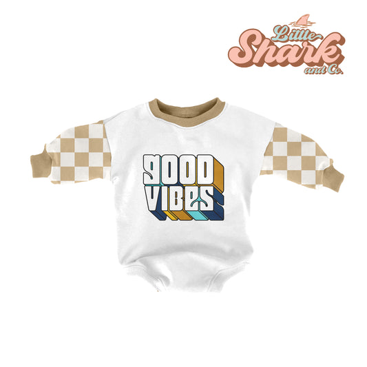 RTS - GOOD VIBES blue Romper - 3T